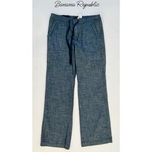 🆕 Banana Republic Factory Martin Fit Chambray Denim Tie Waist Pants NWT Size 8
